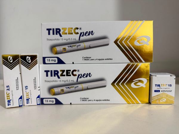 Linha Tirzec — Caneta Tirzec Pen e frascos de 2,5 mg e 15 mg.